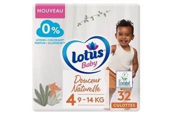 Couche bébé Lotus Baby Couches culottes douceur naturelle taille 4 - 9 a 14 kg - le paquet de 32
