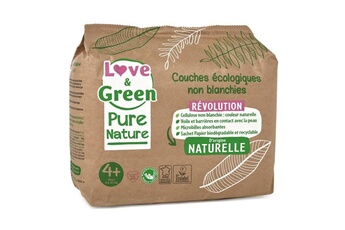 Couche bébé Love & Green Couches hypoallergéniques non blanchies pure nature - certifiées ecolabel t4+ x 35 (9 a 20 kilos)