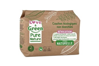 Couche bébé Love & Green Couches hypoallergéniques non blanchies pure nature - certifiées ecolabel t2 x 35 (3 a 6 kilos)