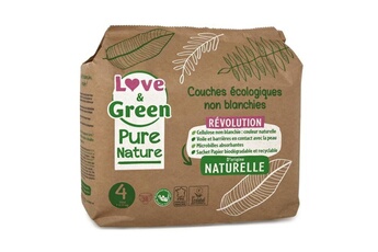 Couche bébé Love & Green Couches hypoallergéniques non blanchies pure nature - certifiées ecolabel t4 x 38 (7 a 14 kilos)
