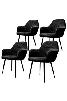 chaise ecd germany lot de 4 chaises de salle à manger cuisine salon séjour - noir - assise siège