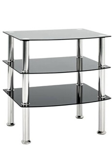 table d'appoint pegane table d'appoint en metal coloris inox-noir - dim : l 54 x h 45 x p 61 cm --