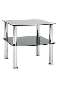 table d'appoint pegane table d'appoint en metal coloris inox-noir - dim : l 45 x h 45 x p 44 cm --