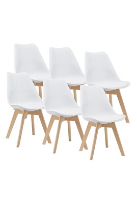 Chaise Premium XL Lot de 6 Chaises de Salle à Manger Dubrovnik Simili Hêtre  Blanc [en.casa]