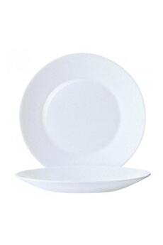 chauffe plat & assiette arcoroc assiettes à bord large opal restaurant 195(ø)mm - x 6 - - verre trempé