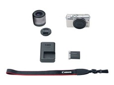 Appareil photo compact Canon EOS M100 - Appareil photo numérique - sans miroir - 24.2 MP - APS-C - 1080p / 60 pi/s - 3x zoom optique lentille EF-M 15-45 mm - Wi-Fi, NFC,