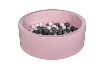 Parc bébé Velinda Piscine à balles blanc, gris - 150 balles rose