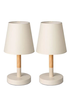 lampe de chevet tomons lampe de chevet en bois une paire, lampe de table abat-jour en tissu, lampe led pour chambre, salon, dortoir, studio, café - beige