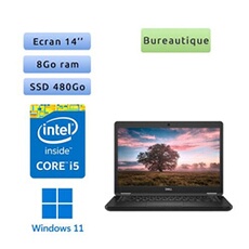 Dell Latitude 5490 - Windows 11 - i5 8Go 480Go SSD - 14 - Webcam - Ordinateur Portable PC Noir