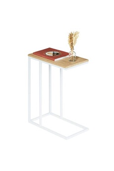 table d'appoint idimex table d'appoint rectangulaire debora, en métal blanc et décor chêne sonoma