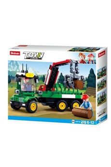 Autres jeux de construction Sluban Jeu tracteur avec remorque et rondins - m38-b0778