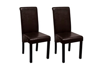 Helloshop26 Chaises Lot de deux chaises salle à manger cuir synthétique marron 1902224/3