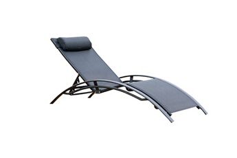 CONCEPT USINE Chaise longue - transat Bahia noir/noir : empilable et ajustable en aluminium textilène