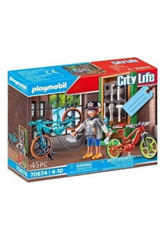 Figurine pour enfant PLAYMOBIL 70674 - set cadeau atelier réparation de vélos