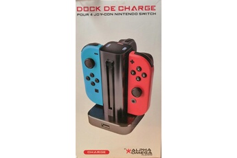 Base De Charge Alpha Omega Players Pour 4 Joy-Con Nintendo Switch Noir