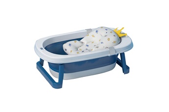 Baignoire bébé Vinteky Baignoire pour bébé pliable avec coussin- thermomètre contrôle (bleu)