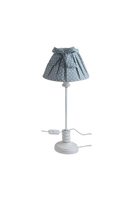 Lampe à poser AUBRY GASPARD - Lampe en bois et coton à pois bleu
