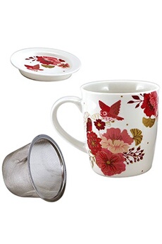 tasse et mugs faye mug en porcelaine avec infuseur en métal - bloomy - hauteur : 9.6 cm - diamètre 9 cm