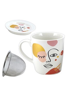 tasse et mugs faye mug en porcelaine avec infuseur en métal - blush - hauteur : 9.6 cm - diamètre 9 cm
