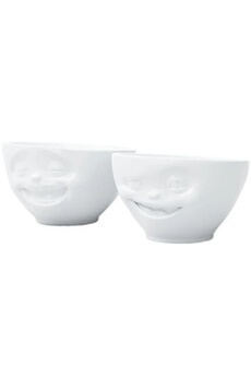 tasse et mugs tassen 2 petits bols rieur et clin d'oeil en porcelaine blanche - 200 ml