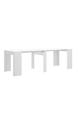 Chaise et Tabouret de bar Pegane Table console extensible en chene blanc brillant - Longueur 54-239 x Hauteur 77 x Profondeur 90 cm --