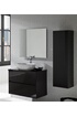 Pegane Ensemble de salle de bain coloris noir avec vasque à poser + miroir + colonne - Longueur meuble 80 x Profondeur 46 x Hauteur 56 cm -- photo 1