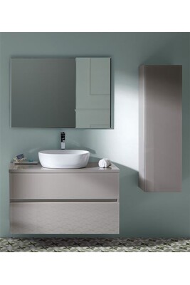 Salle de bain complète Pegane Ensemble de salle de bain avec vasque à poser - Longueur 80 x Profondeur 46 x Hauteur 56 cm --
