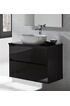 Pegane Ensemble de salle de bain noir avec vasque à poser + miroir + colonne - Longueur 100 x Profondeur 46 x Hauteur 56 cm -- photo 2
