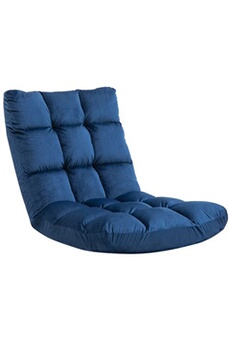 fauteuil de relaxation homcom fauteuil convertible fauteuil paresseux grand confort inclinaison dossier multipositions 90°-180° flanelle polyester capitonné bleu roi