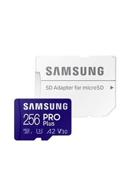 Carte mémoire SD Samsung PRO Plus - Carte mémoire flash (adaptateur microSDXC vers SD inclus(e)) - 256 Go - A2 / Video Class V30 / UHS-I U3 / Class10 - microSDXC UHS-I - bleu