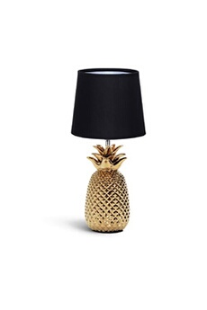 lampe à poser aigostar - lampe de table base céramique ananas or. abat-jour tissu, douille e14.