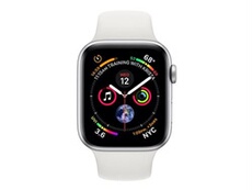 Apple Watch Series 4 (GPS) - 40 Mm - Aluminium Argenté - Montre Intelligente Avec Bande Sport - Fluoroélastomère - Blanc - Taille Du Poignet : 130-200 Mm -