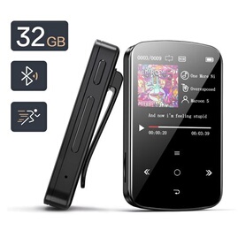 Lecteur MP3 Portable Avec Écouteurs - MP3/MP4 USB 32Go Support - Noir
