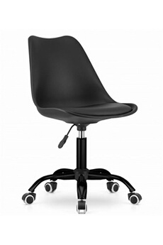 fauteuil de bureau hucoco andrek - fauteuil pivotant de bureau style moderne - noir