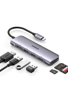 Adaptateur et convertisseur Ugreen Hub USB C HDMI 4K, Adaptateur Type C  Compatible avec Mac MacBook Pro Air M1 iPad Pro 2021 XPS, 6 en 1 Dock  Multiple Ports USB 3.0 Carte SD MicroSD
