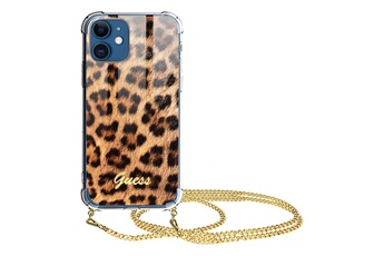 Guess Coque et étui téléphone mobile iphone 12 pro avec chaîne de cou motif léopard guess orange