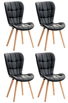 CLP Chaises Clp Lot de 4 chaises salle à manger elda en similicuir style scandinave , noir