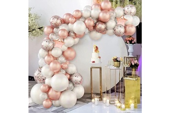 Article et décoration de fête Euro Mega Kit arche ballon mariage, or rose blanc kit arche ballon anniversaire avec confettis ballons(85 pièces)
