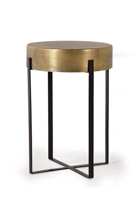 Chaise et Tabouret de bar Pegane Table basse en aluminium coloris Bronze - diametre 40 x hauteur 60 cm --