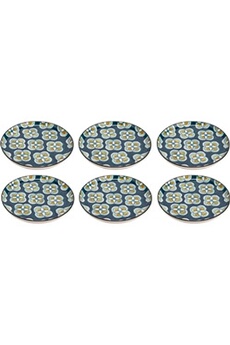 chauffe plat & assiette korb - assiette plate à motifs imany (lot de 6) bleu foncé