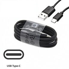 Câble USB-C Charge Rapide Noir Fast Charging pour Samsung Galaxy S8 S10 S20 S21 et S22 Type-C 1m20