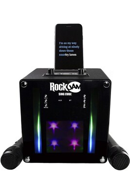 Lecteur Karaoké Rockjam - Singcube Karaoke SC01, effets de modification de voix et lumières LED - Bluetooth - Noir