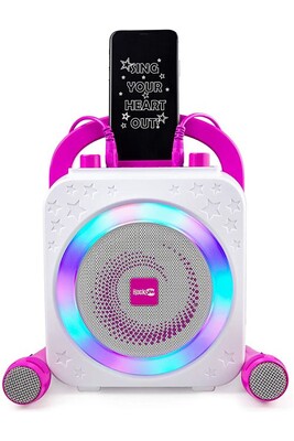Lecteur Karaoké Rockjam - Machine Karaoke PS150 effets de modification de voix et lumières LED - Bluetooth - Rose