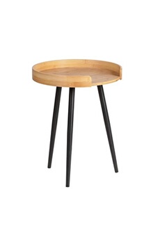 table d'appoint wenko - table d'appoint ronde avec 4 pieds en métal loft - noir et bois - loft