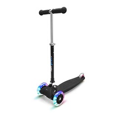 Trottinette - ONE - pour enfants de 3 à 6 ans - roues avec LED - pliable - Noir