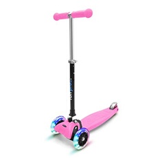 Trottinette - ONE - pour enfants de 3 à 6 ans - roues avec LED - pliable - rose