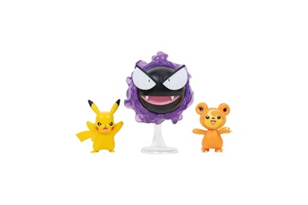 Figurine pour enfant Jazwares Pokémon - pack 3 figurines battle teddiursa, pikachu 9, fantominus 5 cm