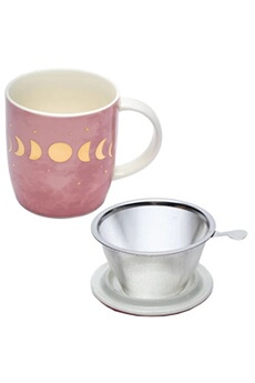 tasse et mugs phoenix import mug en porcelaine avec infuseur en métal phases de lune - hauteur 9.5 cm