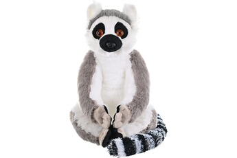 Peluche Wild Republic Peluche lemur catta de 30 cm gris blanc
