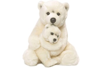 Peluche Wwf Peluche maman ours polaire et bébé de 28 cm blanc